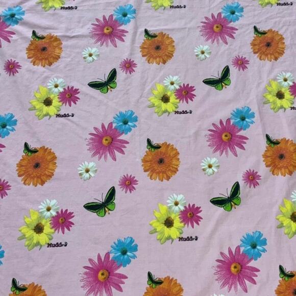 Y2K Pink Mudd Butterfly and Flowers Flat Sheet - Picture 1 of 4